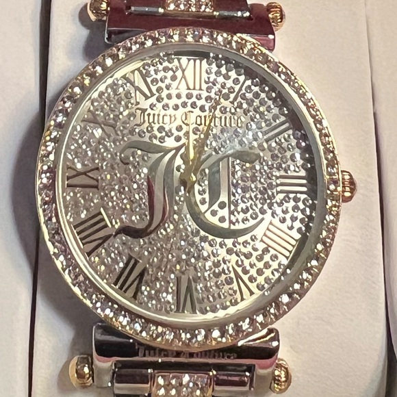 Juicy Couture Los Angeles NWT Amazing Juicy Bling Silver & Gold Tone Link Watch - Picture 4 of 8